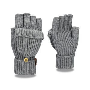 Women's Winter Fingerless Gloves Warm Flip Typing Gloves Knitted Convertible Glo